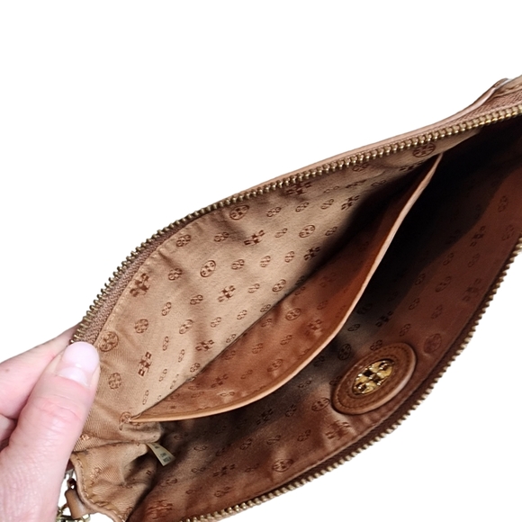 Tory Burch Crossbody Bag Tan Pebbled Leather - Picture 6 of 13